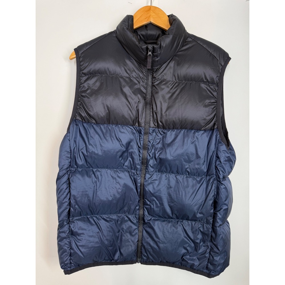 Uniqlo Men's Ultra Light Down Puffer Vest Two-Tone Blue Color Block Sz‎ L Jacket